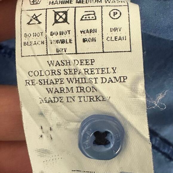 Envy Couture 4XL Slim Fit Shirt | Blue Paisley Trim Button-Up Made in Turkey - Picture 8 of 9